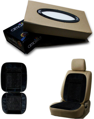 

Kozdiko 1Pcs Car Tissue Paper with Box Beige, 1Pcs Bead Seat Cushion with Black Velvet Border Combo