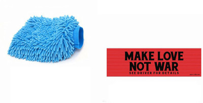 

Speedwav 1 Car Bumper Sticker-NOT WAR, 1 Microfiber Glove Mitt Combo