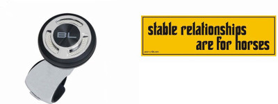 

Black Label 1 Car Bumper Sticker-STABLE RELATIONSHIPS, 1 Steering Knob Combo