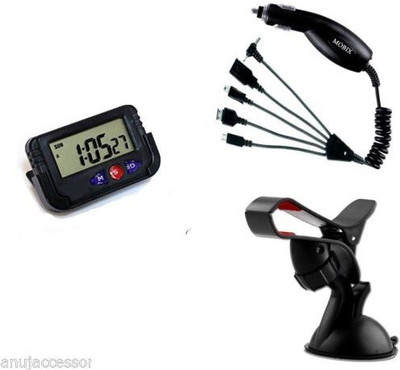 

Kozdiko Dashboard Clock, Mobix multi car charger, Mobile Stand Combo