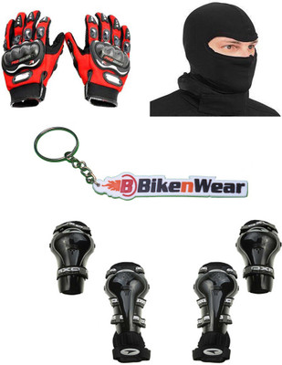 

Bikenwear 1 Axo Knee & Elbow Guard, 1 Probiker Gloves, 1 Balaclava Face Mask, 1 Keyring Combo
