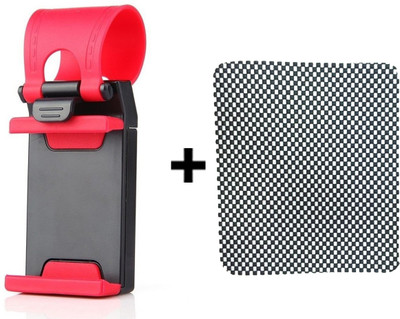 

ManeKo 1 Car Steering Wheel Universal Mobile Holder, 1 Anti Slip Mat For Car Dashboard Combo