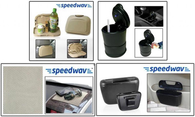 

Speedwav 1 Car Blind Spot Mirror, 1 Anti-Slip Mat-Beige, 1 Car Trash/Dust Bin Combo