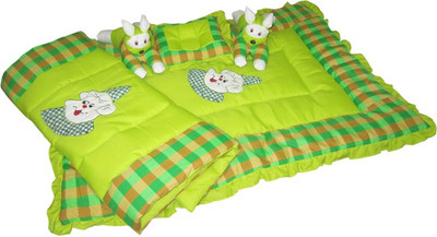 

Maple Krafts Rabbit Razai Set Cartoon Character Embroidery(Fabric, Green)