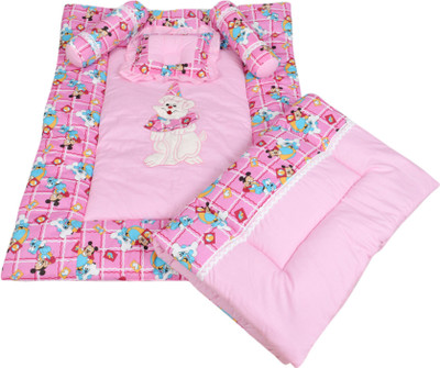 

Maple Krafts Bolster King Razai Set Cartoon Character Embroidery(Fabric, Pink)