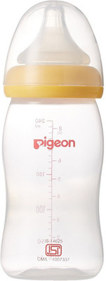 

Pigeon Wide Neck Nursing Bottle 240ml with Plus Type Medium Size Nipple - Yellow - 240 ml(Yellow)