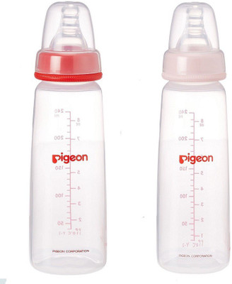 Pigeon Peristaltic 120ml Nursing Bottle Kpp with Small Size Nipple (Red And Pink ) Pack of 2 - 120 ml(Red, Pink)
