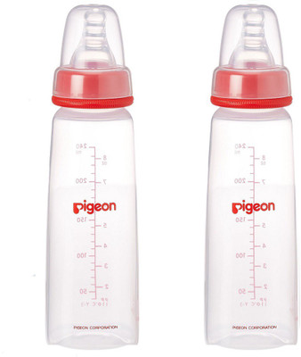 

Pigeon Peristaltic 200ml Nursing Bottle Kpp with Midium Size Nipple (Red) Pack of 2 - 200(Red)