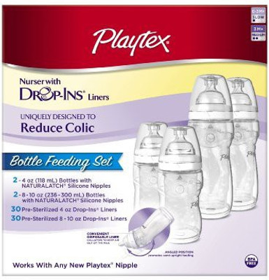 

Playtex Baby Drop-Ins Premium Nurser Bottle Feeding Set - 118 ml(Silver)
