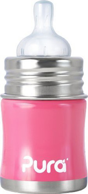 

Pura Kiki Stainless Infant Bottle Stainless Steel With Natural Vent Nipple - 145 ml(Pink)