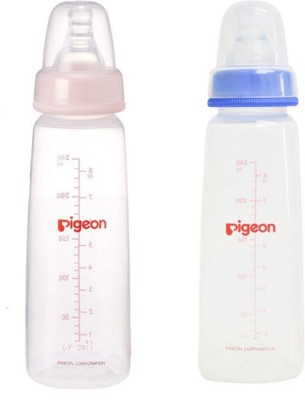 Pigeon Peristaltic 120ml Nursing Bottle Kpp with Small Size Nipple (Pink And Blue) Pack of 2 - 120 ml(Blue, Pink)