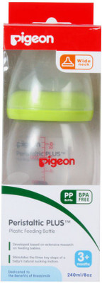 

Pigeon Wide Neck Nursing Bottle 240ml with Plus Type Medium Size Nipple - Green - 240 ml(Green)