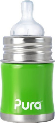 

Pura Kiki Stainless Infant Bottle Stainless Steel With Natural Vent Nipple - 145 ml(Green)