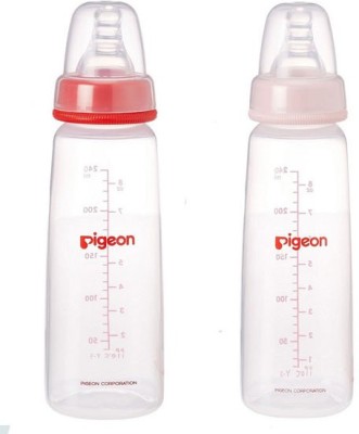 Pigeon Peristaltic 240ml Nursing Bottle Kpp with Large Size Nipple (Red And Pink ) Pack of 2 - 240 ml(Red, Pink)