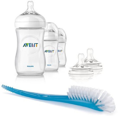

Philips Avent Natural PP . Bottle with Fast Flow Nipple & Bottle and Nipple Brush - 266 ml(Transparent, Blue)