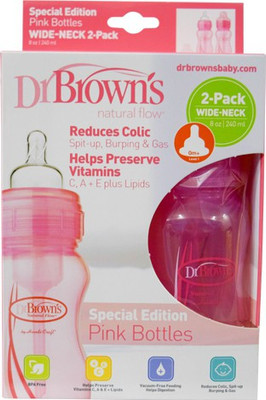 

Dr. Brown's Wide Neck Pink Bottles Pack of 2 (8oz) - 1920 ml(Pink)