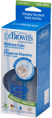 

Baby Bucket Dr. Brown's Polypropylene Natural Flow Wide Neck Bottle - 120 ml(White)