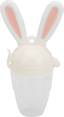 

Maxbell BPA Free Silicone Food Fruit Teething Feeder with White Rabbit Ear Design Handle - 20 ml(White with Pink)