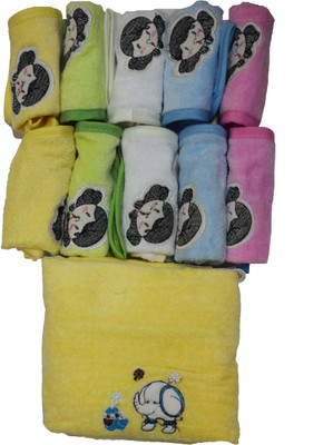 

Belle Maison Baby Super Soft Towel(Velour), 50x90cm , Napkin + Bib Set (5+5)(Multicolor)