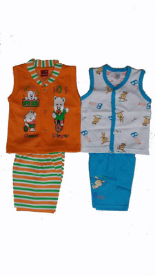 

Ceffon New Born Baby Cotton Clothes Combo Blue Orange(Multicolor)