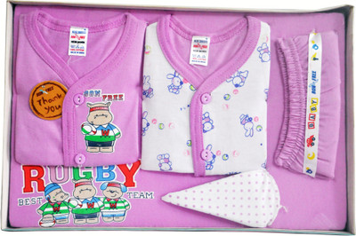 

Bonfree BelleGirl 100% Cotton New Born Gift Set of 5 Pcs Purple 0-3M(Purple)