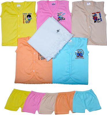 

Sathiyas Baby top & bottom with baby towel(Multicolor)