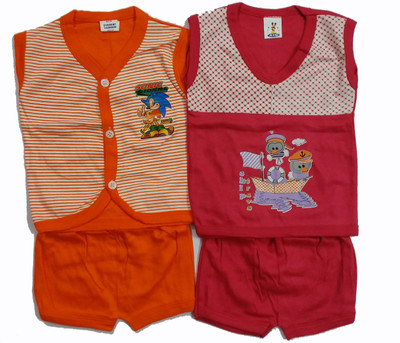 

Ceffon New Born Baby Cotton Clothes Orange Red(Multicolor)