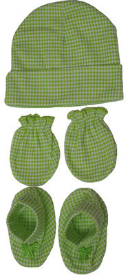 

Kero Kid Light Green Checks Mitten Bootie Cap Combo Set(Green)
