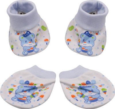 

Pebbles Bear Mittens & Booties - Blue(White, Blue)