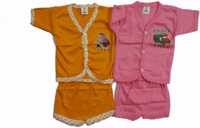 

Ceffon New Born Baby Cotton Clothes Orange Pink(Multicolor)