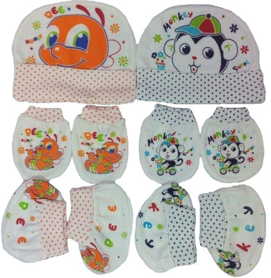 

Kero Kid Honey Bee & Sweet Monkey Mittens Booties Caps Baby Care Combo Set(Multicolor)