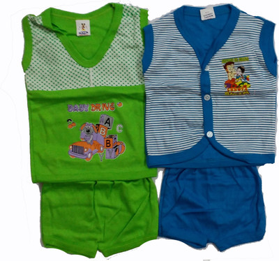 

Ceffon New Born Baby Cotton Clothes Green Blue(Multicolor)