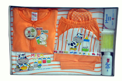 

Bonfree BelleGirl 100% Cotton New Born Gift Set of 8 Pcs Peach 0-3M(Beige)