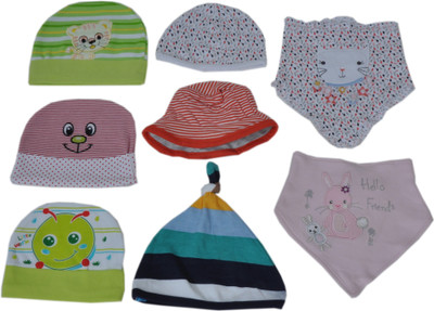 

Sonpra Baby Cotton Bibs Caps Cute Combo - Born Baby Set(Multicolor)