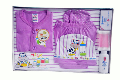 

Bonfree BelleGirl 100% Cotton New Born Gift Set of 8 Pcs Purple 0-3M(Purple)