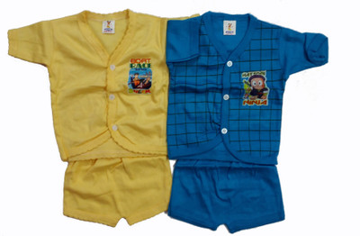 

Ceffon New Born Baby Cotton Clothes Yellow Blue(Multicolor)