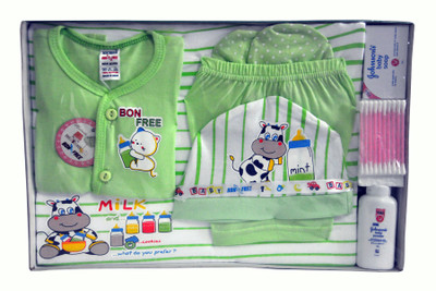 

Bonfree BelleGirl 100% Cotton New Born Gift Set of 8 Pcs Green 0-3M(Green)