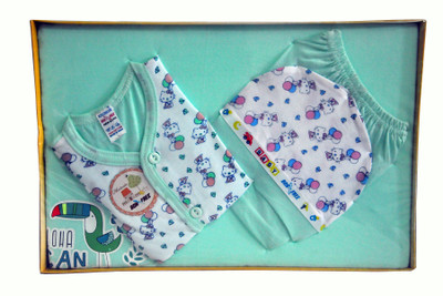

Bonfree BelleGirl 100% Cotton New Born Gift Set of 4 Pcs Premium Green 0-3M(Green)