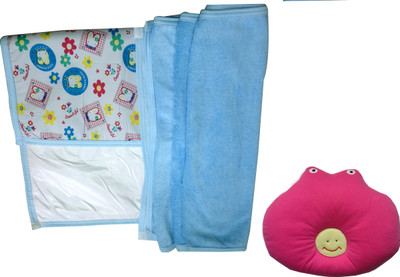 

Xchildhood New born baby 1 changing sheet with 3 towels,baby head pillows(Multicolor)