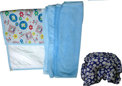 

Xchildhood New born baby 1 changing sheet with 3 towels,baby head rai pillows(Multicolor)