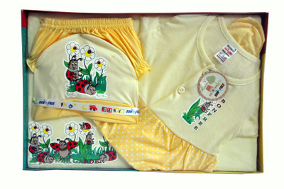

Bonfree BelleGirl 100% Cotton New Born Gift Set of 5 Pcs for Girl Cream 0-3M(Cream)