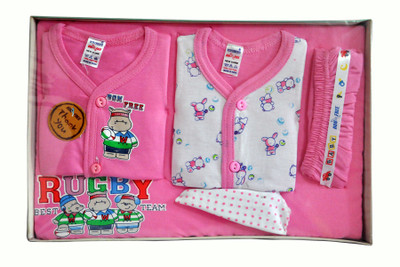 

Bonfree BelleGirl 100% Cotton New Born Gift Set of 5 Pcs Pink 0-3M(Pink)