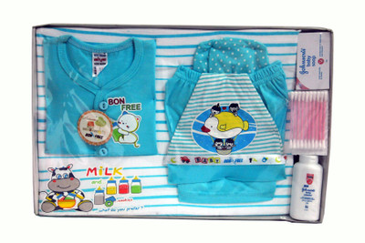 

Bonfree BelleGirl 100% Cotton New Born Gift Set of 8 Pcs Blue 0-3M(Blue)