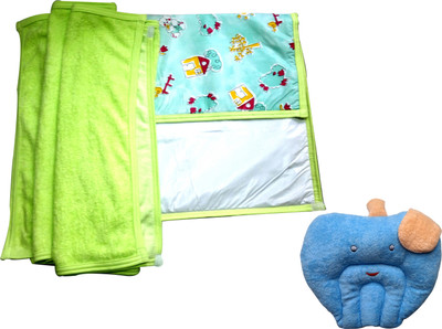 

Xchildhood New born baby 1 changing sheet with 3 towels,baby head rai pillow(Multicolor)