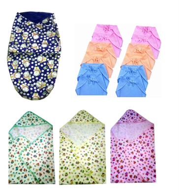 Big Bear Baby Swaddle with 12 cotton nappies and 3 wraps(Muliti)