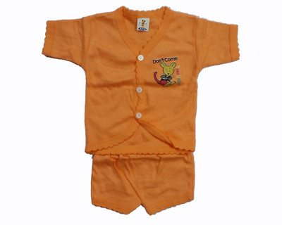Ceffon New Born Baby Cotton Clothes(Orange)