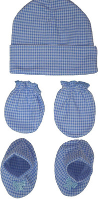 

Kero Kid Light Blue Checks Mitten Bootie Cap combo set(Blue)