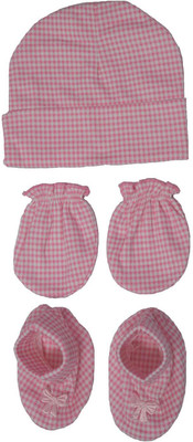 

Kero Kid Light Pink Checks Mitten Bootie Cap Combo Set(Pink)