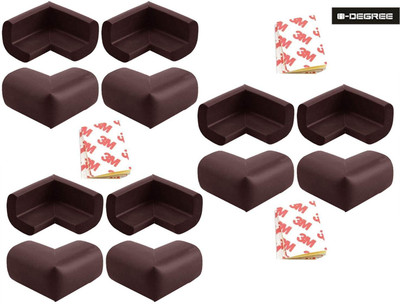 

0-Degree Premium Baby Safety Furniture Edge Cushion Corner cover Foam Guard with tape strip as Infant child toddler Protector (12 Unit)(Brown)
