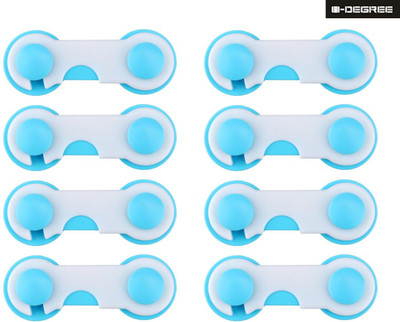 

0-Degree Baby Safety Lock Latch for Drawer Kitchen Cupboard Machine Refrigerator fridge for Child Infant Toddler (8 Unit, Blue White)(Blue, White)
